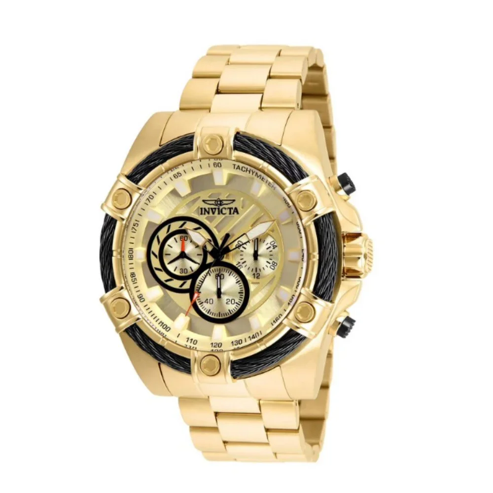 Invicta Bolt 25515 Men’s 52 mm Gold Stainless Steel Watch – New Open Box Quartz